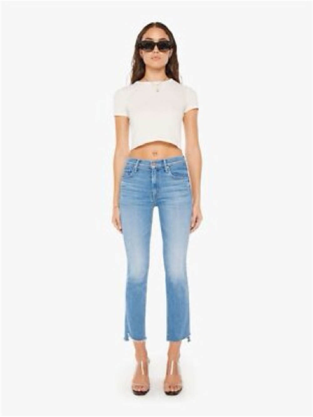 MOTHER The Insider Mid-Rise Crop Step Fray Jeans